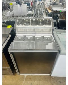 Ice Cream Topping Unit with a Refrigerated Base and Five Pumping Jars
